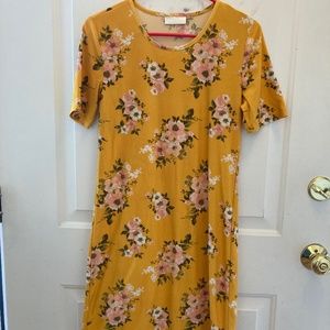 2 PIECES!Bobbie Brooks Small Yellow W/ Pink Roses Dress & White Sheer Duster